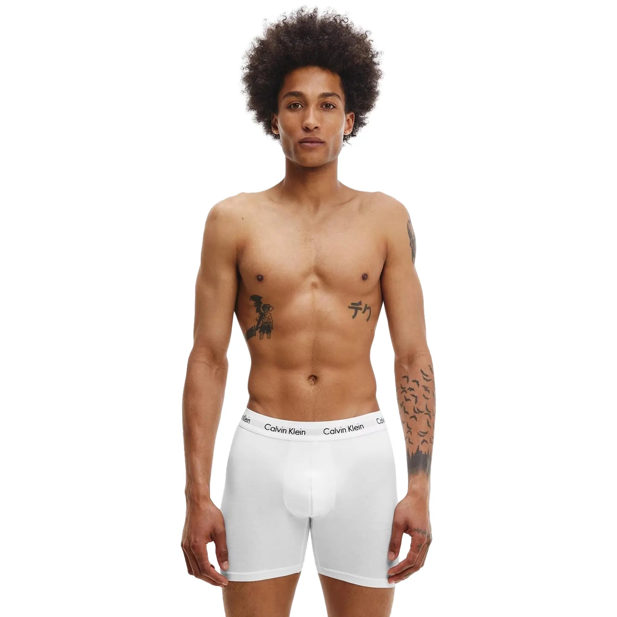 White Front view of Calvin Klein 3 Pack White Black Grey Boxer Briefs
